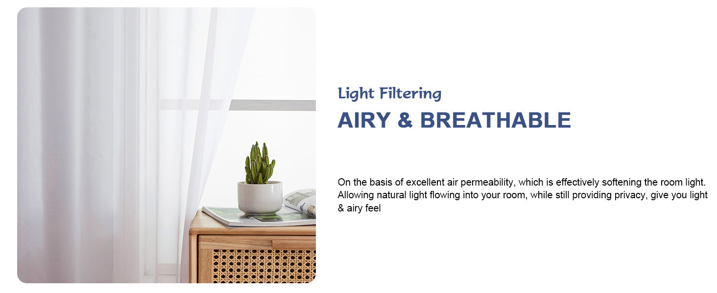 Black Sheer Curtains 63 Inch Length 2 Panels, Rod Pocket Solid Color Window Sheer Curtain Panels, Elegant Curtains & Drapes for Living Room, Bedroom 2 Panels (Black, 42" W x 63" L)