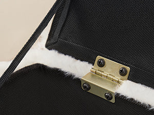 Vanity Stool Chair Faux Fur with Storage, Vanity Bench, Metal Legs, Adjustable Feet, for Living Room, Bedroom, Makeup Room, Cream White ULOM505WZ02