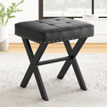 Vanity Stool, Square Linen Makeup Stool with Metal X Legs, Small Ottoman Stool Chair for Vanity, Modern Padded Vanity Seat Foot Rest Stool for Makeup Room, Living Room, Bathroom, Carbon Gray