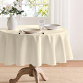Faux Linen Tablecloths for Rectangle Tables, Burlap Textured Table Cloths Washable Farmhouse Table Cover Water Resistant for Dining, Wedding, Outdoor(Khaki, 52"×70")