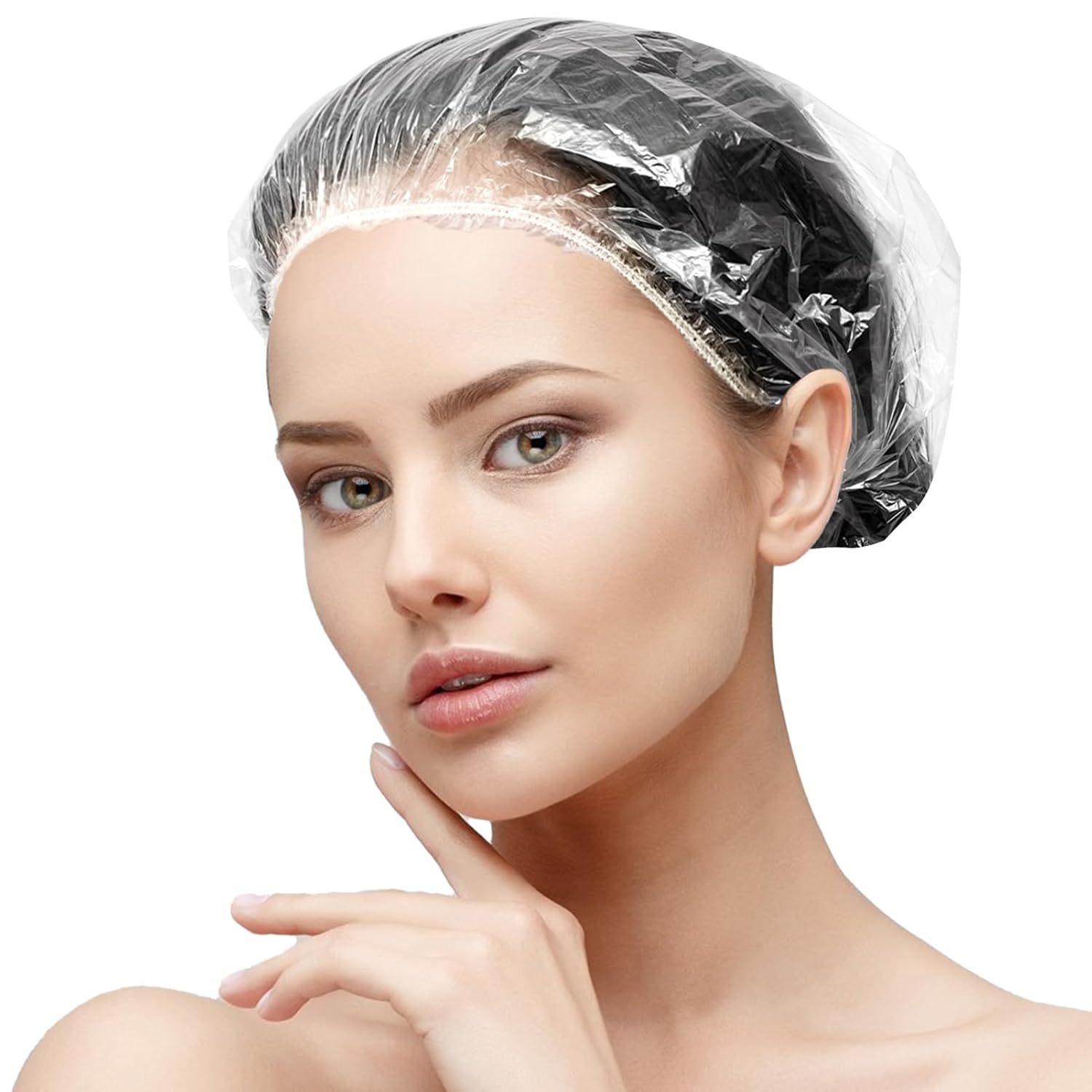 30pcs Disposable Shower Caps-Multi-Purpose Thickening Elastic Bath Cap Plastic Waterproof Clear Shower Cap Bath Shower Caps Women Spa,Men Hair Caps,Home Use,Hotel and Hair Salon, Travel.(Size 46CM)