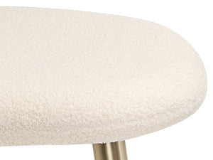 Vanity Chair with Adjustable Backrest, Boucle Upholstery Armless Makeup Stool, Cream White Sherpa Vanity Stool with Gold Metal Legs for Bedroom Living Room Kitchen Dinning Room (Gold and White)